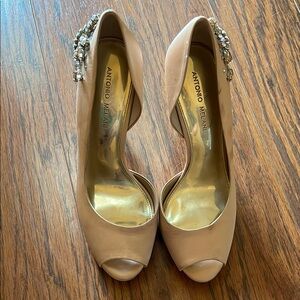 Antonio Melani Women's Satin Blush Pink Peep-Toe Heels - Almost brand new!